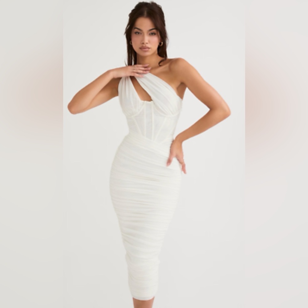 House of CB Ivory One-Shoulder Dress